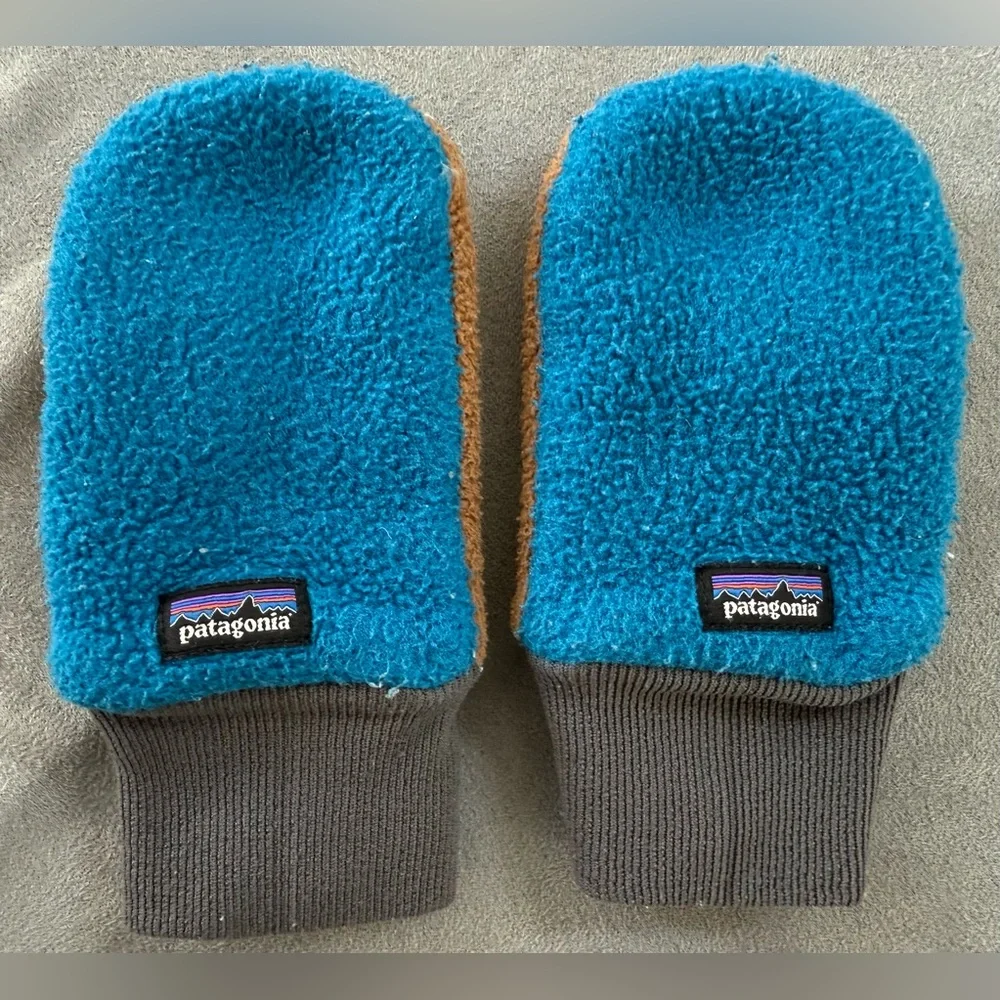Patagonia Kids' Teal and Brown Mittens - Picture 1 of 3